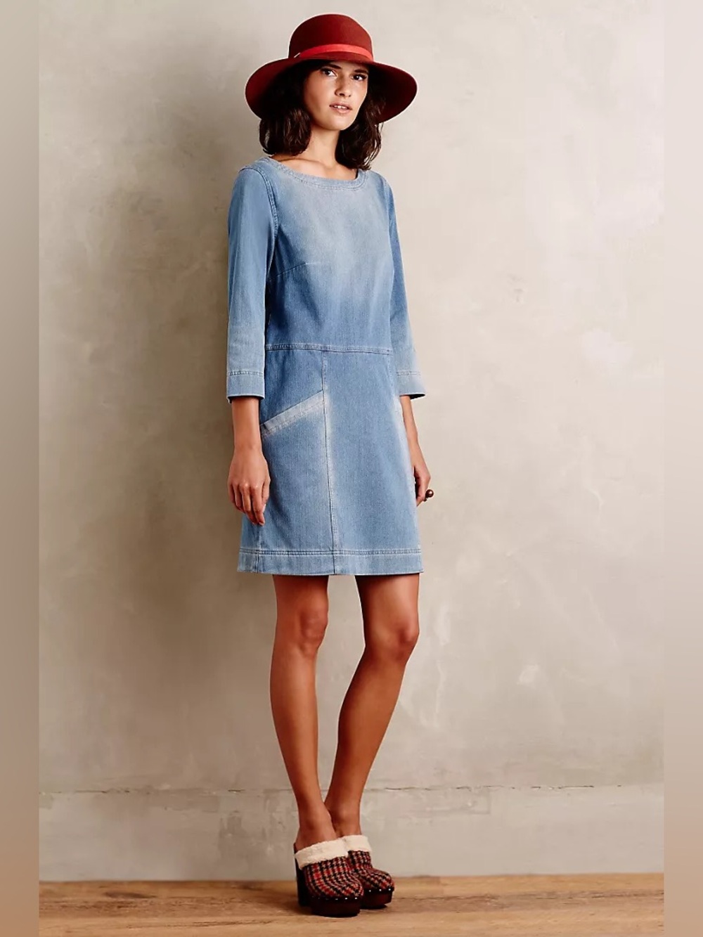 AG Adriano Goldschmied Anthropologie Light Blue Cocoon Denim Shift Dress Medium